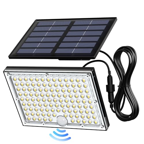 JACKYLED Solar Lights Outdoor with Motion Sensor, 113LED Cool White Solar Flood Lights, Waterproof Dusk to Dawn Solar Powered Security Spot Lights for Porch Patio Yard Garage, 1 Pack - Image 1