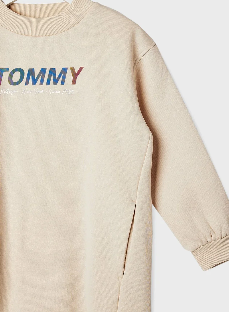 TOMMY HILFIGER Kids Metallic Logo Sweatshirt Dress