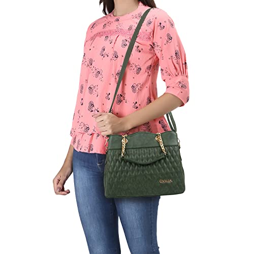 EVEDA Synthetic Vegan Leather Classic Chain Strap Top Handle Handheld Shoulder Crossbody Water Resistant Handbag For Women - Image 2