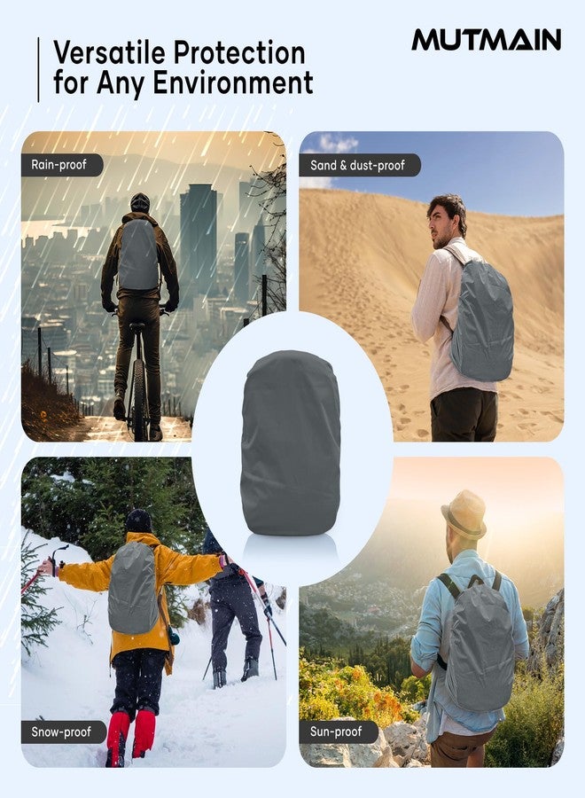 MUTMAIN Bag Cover Waterproof 40L to 50L PU Coated Rain Cover for Backpack Bags, Suitable Bags for Laptop, School, Tail, Trekking, Travel Bag with Adjustable Buckle T(Grey) - Image 4