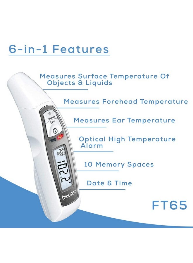 Beurer Beurer FT65 Multifunction Infrared Thermometer, 3-in-1 Infrared Thermometer for Adults and Kids, Adult Forehead Mode, Child Forehead Mode, Ear Mode, and Surface Mode, Color Changing Fever Indicator - Image 2
