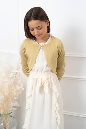 BOLEROSE Girls Long Sleeve Sparkle Cardigan Childrens Kids Bolero Shrug (Gold, 5-6 YRS) - Image 4