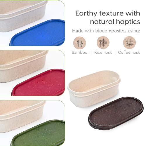 Eha Earth Friendly Storage Containers For Kitchen With Lid | Kitchen Containers Set of 4 | 600 ml | Made with Rice Husk | Microwave Safe & Fridge Storage Boxes | Storage Box For Kitchen | Multi-Light - Image 5