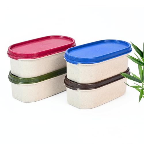 Eha Earth Friendly Storage Containers For Kitchen With Lid | Kitchen Containers Set of 4 | 600 ml | Made with Rice Husk | Microwave Safe & Fridge Storage Boxes | Storage Box For Kitchen | Multi-Light - Image 1