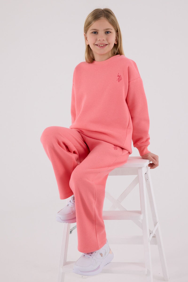 يو اس بولو اسن و إس بولو أسن طقم رياضي وردي نيون للبنات - Image 2