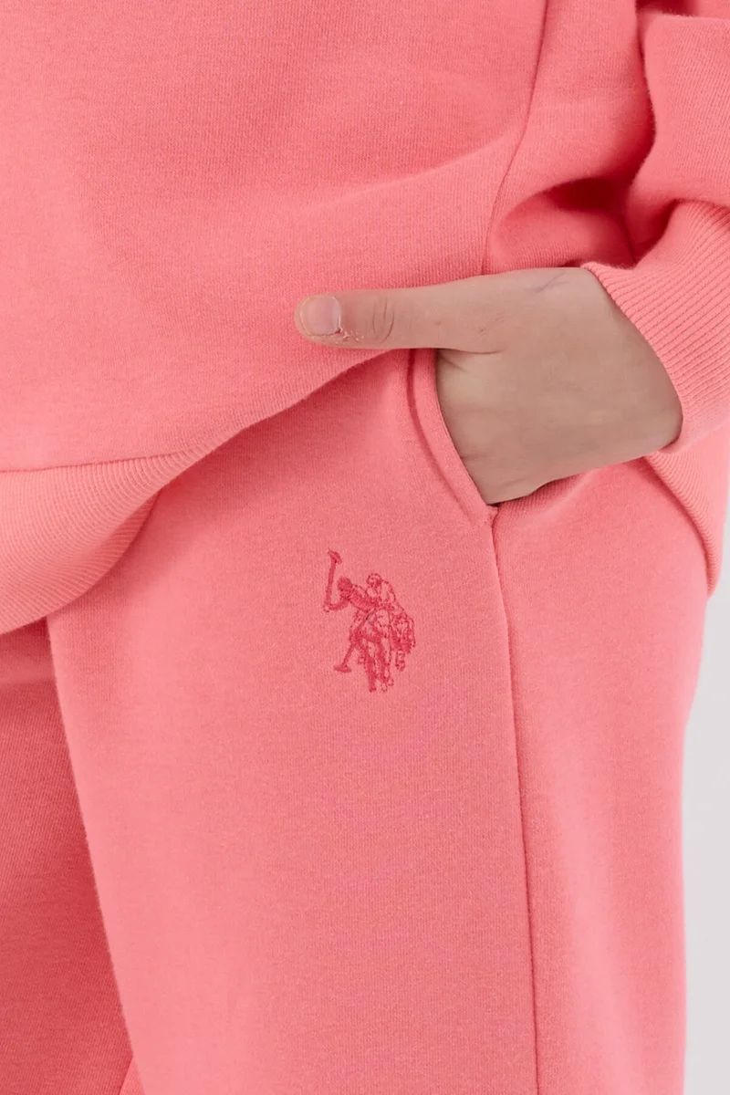 يو اس بولو اسن و إس بولو أسن طقم رياضي وردي نيون للبنات