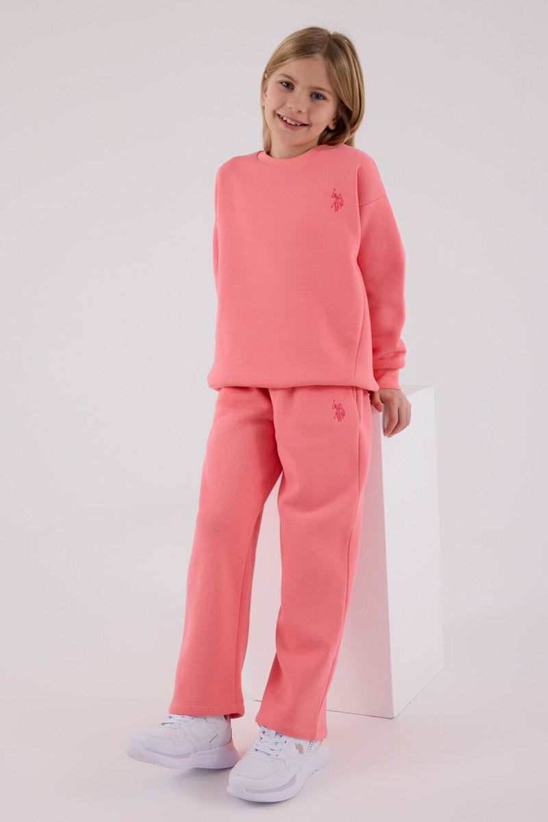 يو اس بولو اسن و إس بولو أسن طقم رياضي وردي نيون للبنات - Image 3