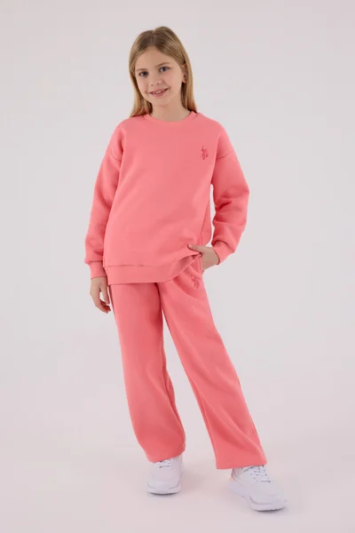 U.S. Polo Assn. U.S. Polo Assn Girls Neon Pink Tracksuit Set