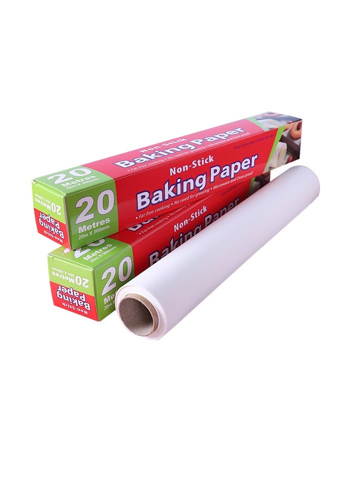 Silicone Oil Paper Baking Household High Temperature Resistant 30CM x 20M Non-stick Heavy Duty Oil Resistant Paper, Air Fryer Paper Special Oil Blotting Roll Paper, Oven Food Mat Tray, Holiday Dessert Making, Suitable for Baking, Sourdough Bread Baking Supplies, Cooking Paper - Super thick and non-stick grease proof  - Image 1
