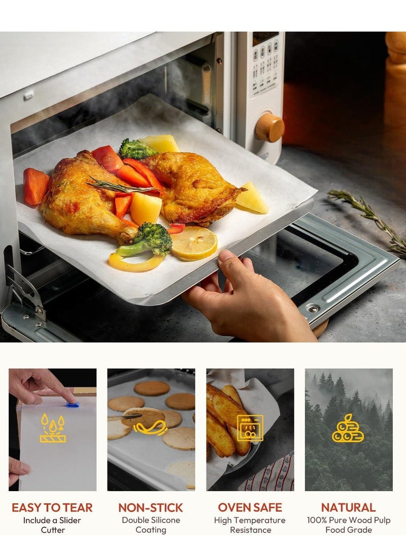 Silicone Oil Paper Baking Household High Temperature Resistant 30CM x 20M Non-stick Heavy Duty Oil Resistant Paper, Air Fryer Paper Special Oil Blotting Roll Paper, Oven Food Mat Tray, Holiday Dessert Making, Suitable for Baking, Sourdough Bread Baking Supplies, Cooking Paper - Super thick and non-stick grease proof  - Image 3