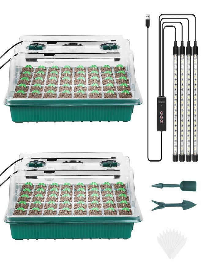 Sondiko Seed Starter Tray with Grow Light, Intelligent Display Digital Controller, 80 Cells Seed Starter Kit with Humidity Dome, Adjustable Brightness Indoor Plants Germination Kit(2 Pack) - Image 1