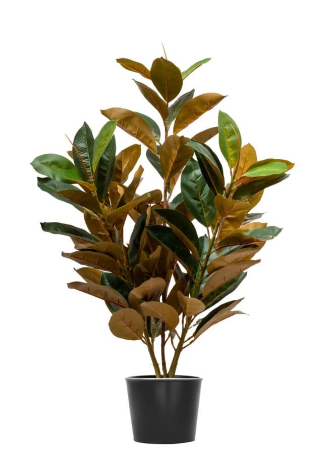 Unique Pots And Plants Rubber Fig Artificial Tree Green in Yellow Leaves H85CM 