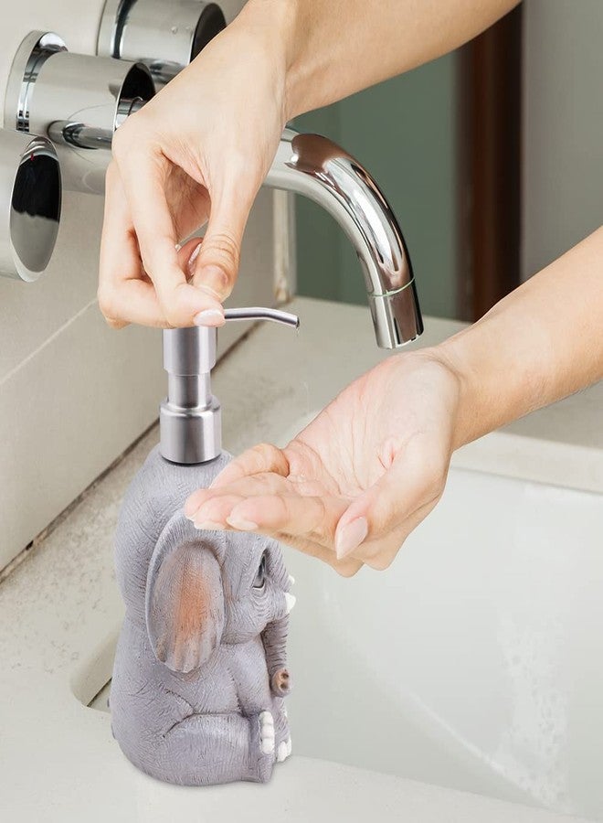 CUGBO Refillable Liquid Soap Dispenser, Decorative Countertop Lotion Dispenser - Dish Soap Dispenser for Bathroom, Kitchen, Hand Soap with 304 Stainless Steel Pump, Elephant - Image 3