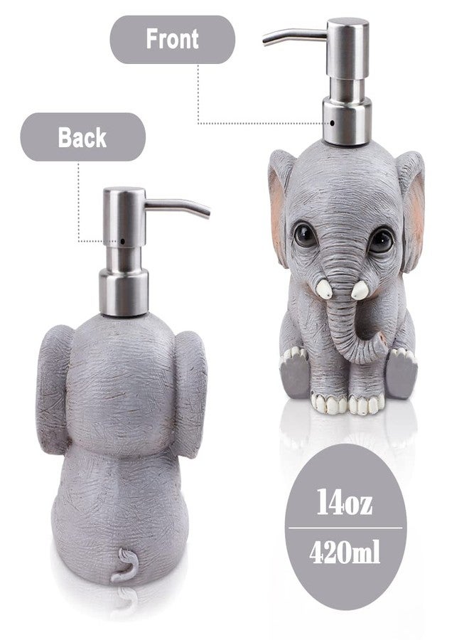 CUGBO Refillable Liquid Soap Dispenser, Decorative Countertop Lotion Dispenser - Dish Soap Dispenser for Bathroom, Kitchen, Hand Soap with 304 Stainless Steel Pump, Elephant - Image 2