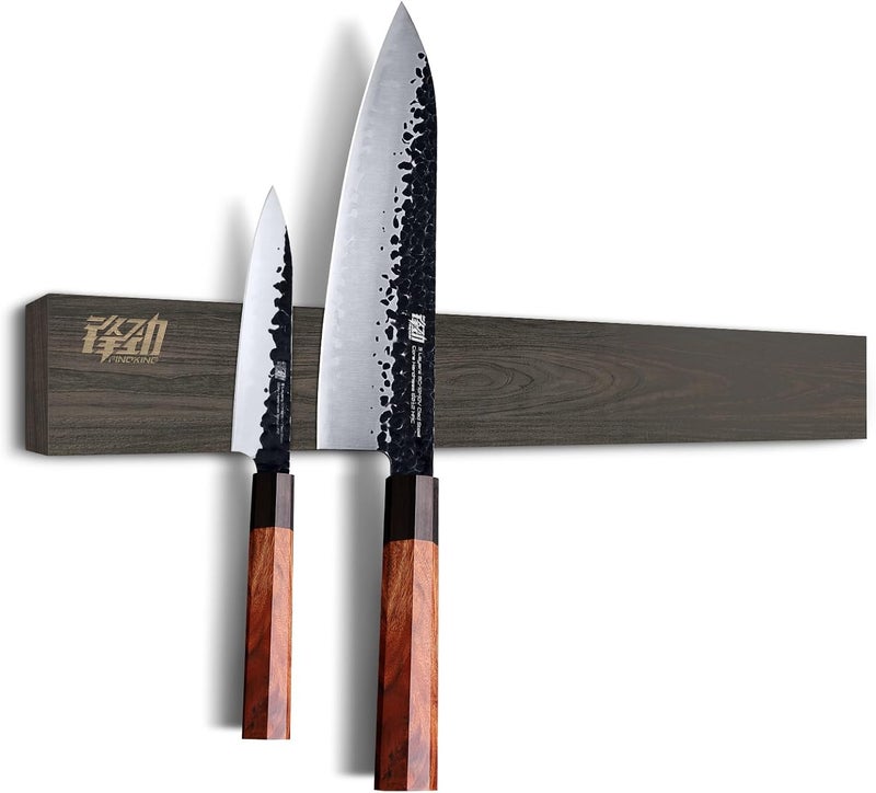 FINDKING Ash Wood Magnetic Knife Strip, Magnet Utensil Holder for Wall, Refrigerator, Wooden Rack for Kitchen Knives, No Drill (Deep Grey, 18 Inches, Without Knives) - Image 1
