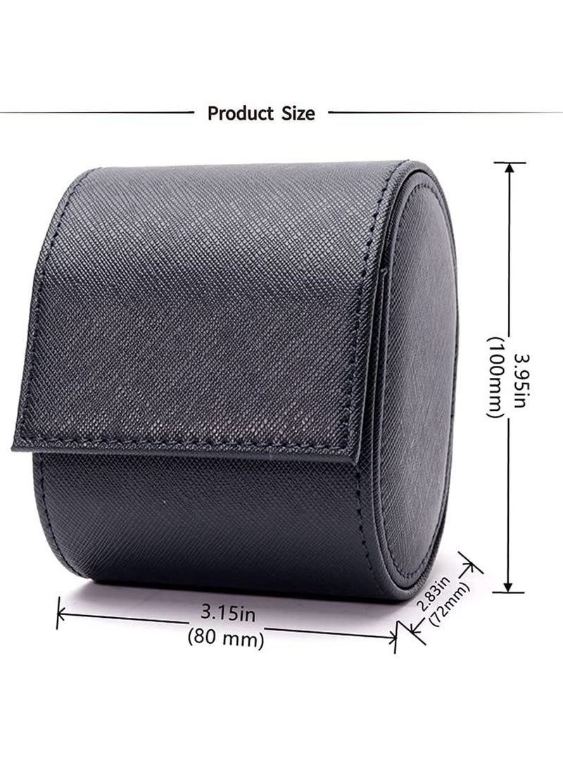 KASTWAVE Watch Box, Black Real Leather Watch Roll Single Watch Travel Case, Leather Watch Box Roll, Jewelry Gift Box, 1 Pcs - Image 5