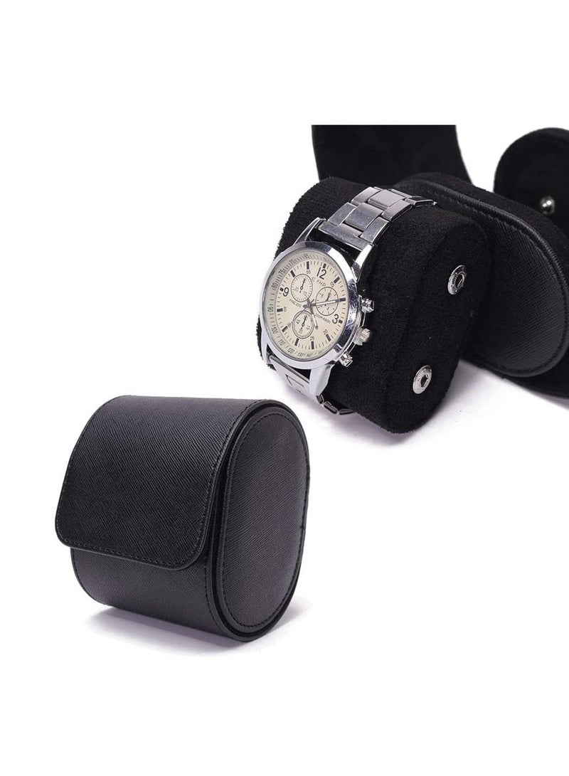 KASTWAVE Watch Box, Black Real Leather Watch Roll Single Watch Travel Case, Leather Watch Box Roll, Jewelry Gift Box, 1 Pcs - Image 3