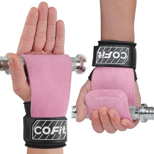 COFIT Wrist Straps for Weightlifting, Workout Wrist Wraps with Dual-Layer Oxford Leather, Enhanced Grip for Optimal Hand and Wrist Protection for Deadlift and Dumbbel - Standard size Pink - Image 5