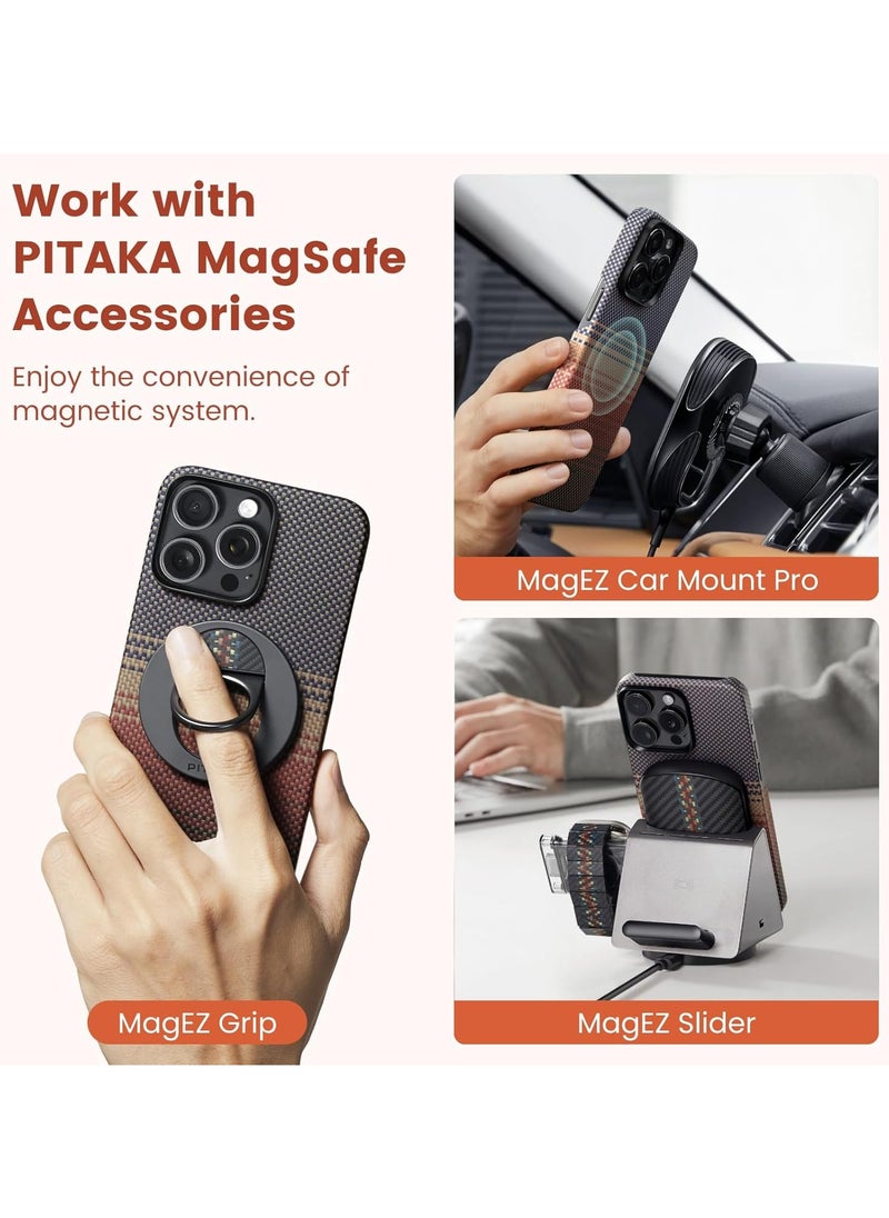 PITAKA - PITAKA Case for iPhone 15 Pro Compatible with MagSafe, Slim & Light iPhone 15 Pro Case 6.1-inch with a Case-Less Touch Feeling, 1500D Aramid Fiber Made MagEZ Case 5 - Sunset - Image 1