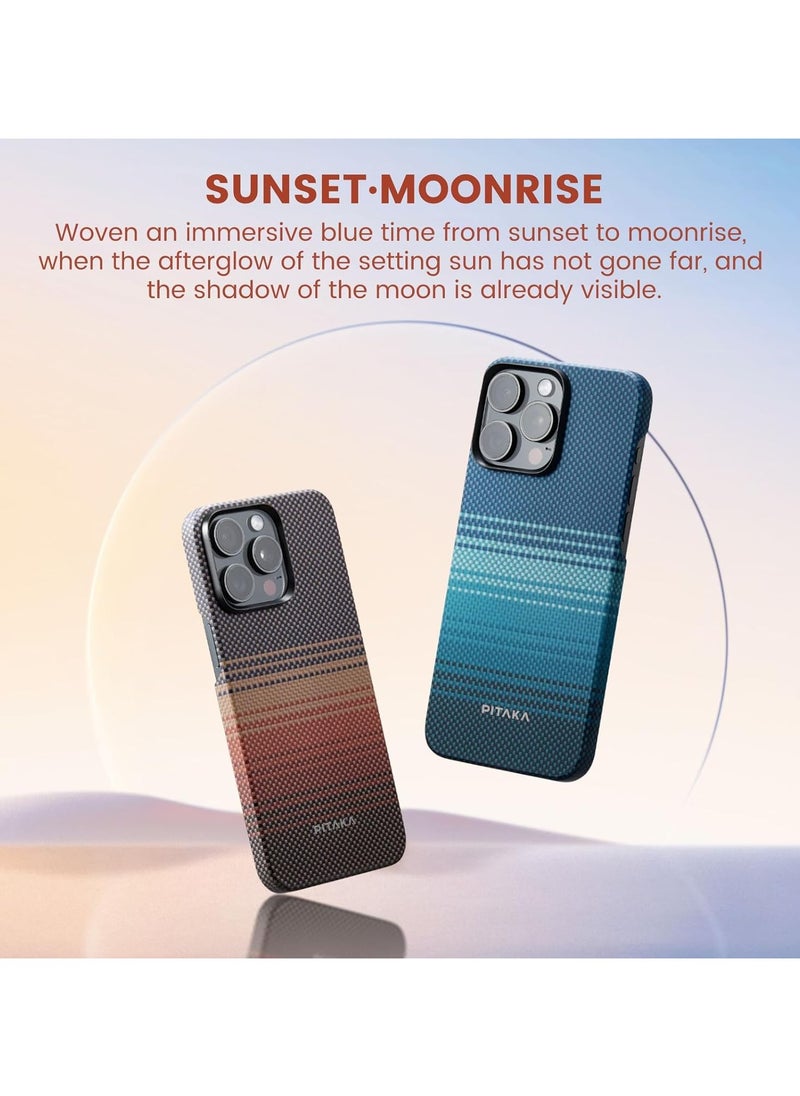 PITAKA - PITAKA Case for iPhone 15 Pro Compatible with MagSafe, Slim & Light iPhone 15 Pro Case 6.1-inch with a Case-Less Touch Feeling, 1500D Aramid Fiber Made MagEZ Case 5 - Sunset - Image 1