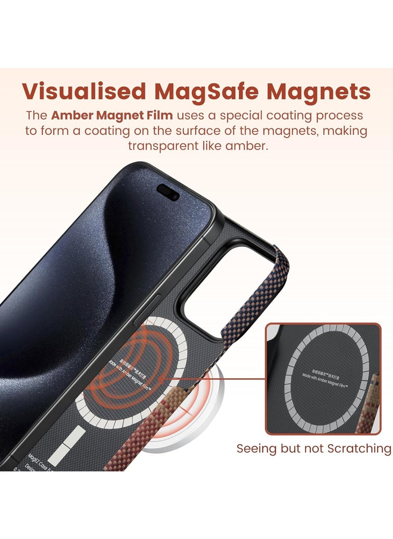 PITAKA - PITAKA Case for iPhone 15 Pro Compatible with MagSafe, Slim & Light iPhone 15 Pro Case 6.1-inch with a Case-Less Touch Feeling, 1500D Aramid Fiber Made MagEZ Case 5 - Sunset - Image 1