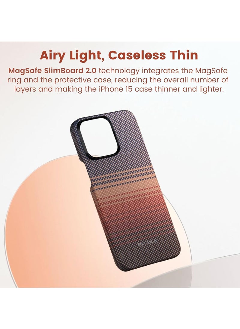 PITAKA - PITAKA Case for iPhone 15 Pro Compatible with MagSafe, Slim & Light iPhone 15 Pro Case 6.1-inch with a Case-Less Touch Feeling, 1500D Aramid Fiber Made MagEZ Case 5 - Sunset - Image 1