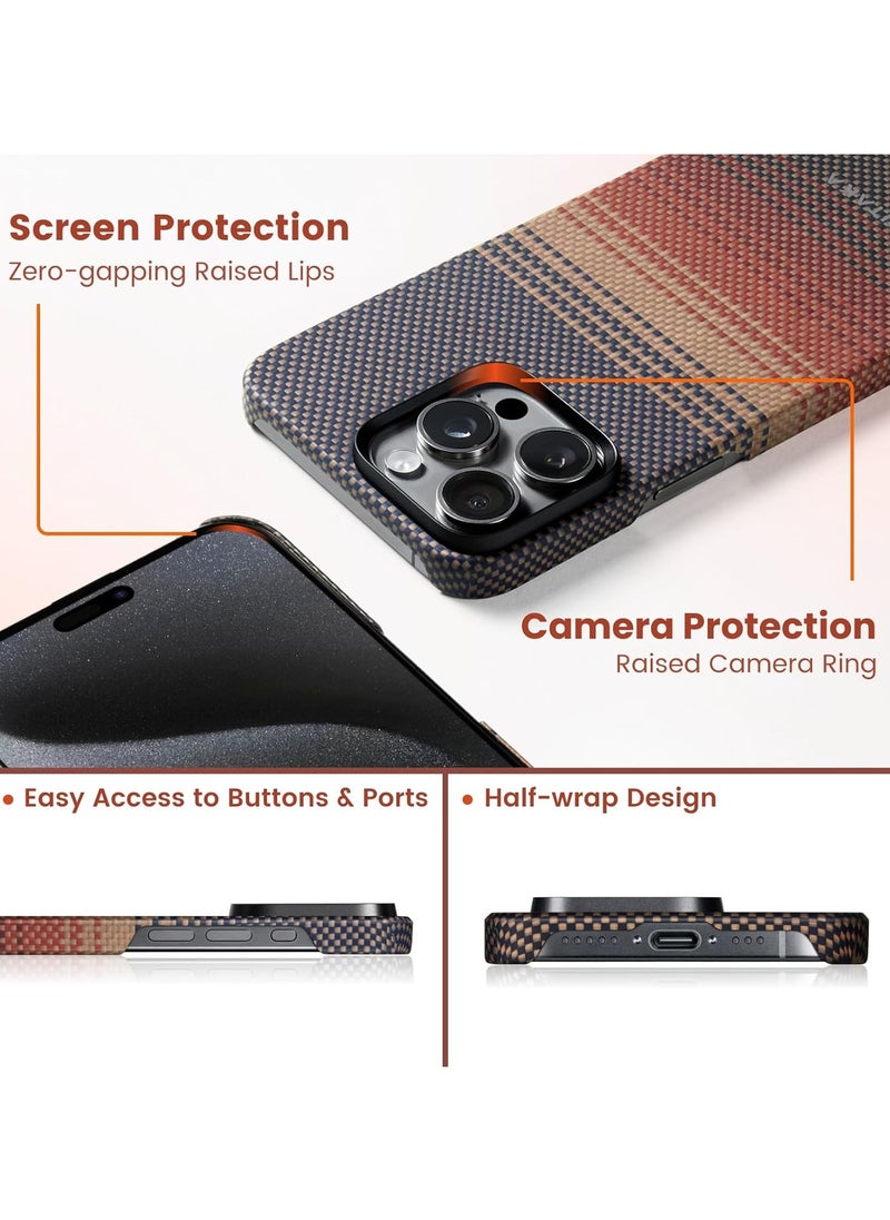 PITAKA - PITAKA Case for iPhone 15 Pro Compatible with MagSafe, Slim & Light iPhone 15 Pro Case 6.1-inch with a Case-Less Touch Feeling, 1500D Aramid Fiber Made MagEZ Case 5 - Sunset - Image 1