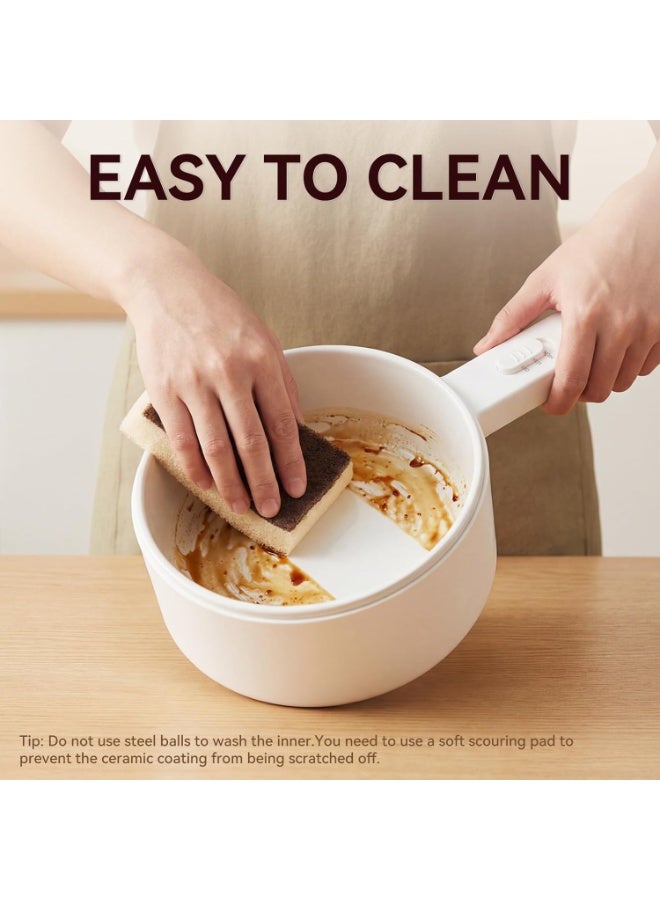 Dreamzon 2L Electric Hot Pot with Steamer & Temperature Control-Non-Stick Electric Cooker Shabu Shabu,Electric Skillet,Frying Pan,Electric Saucepan,for Noodles,Egg, Steak,Sauté,Steam,Oatmeal and Soup - Image 3