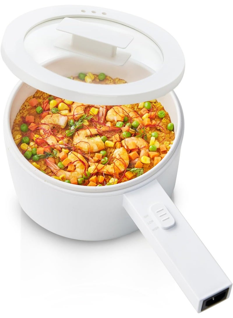 Dreamzon 2L Electric Hot Pot with Steamer & Temperature Control-Non-Stick Electric Cooker Shabu Shabu,Electric Skillet,Frying Pan,Electric Saucepan,for Noodles,Egg, Steak,Sauté,Steam,Oatmeal and Soup - Image 4