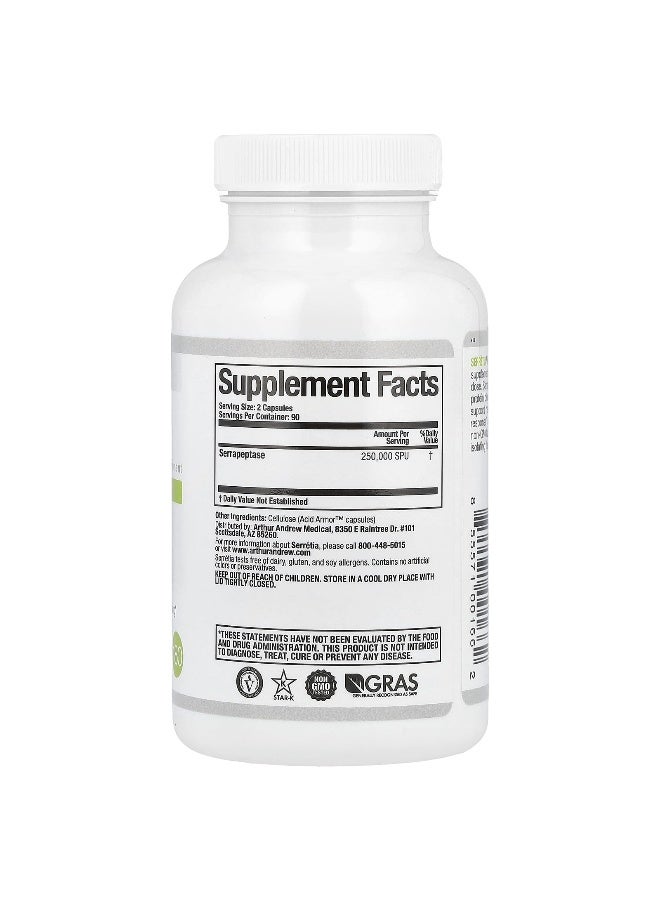 Arthur Andrew Medical Arthur Andrew Medical, Serretia®, Pure Serrapeptase, 250,000 SPU, 180 Capsules (125,000 SPU per Capsule) - Image 2