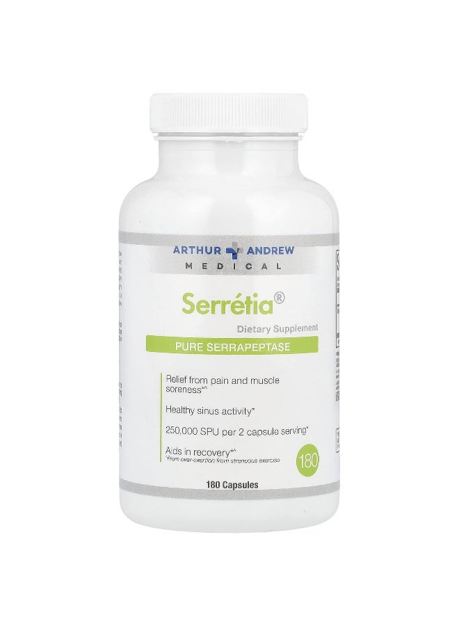 Arthur Andrew Medical Arthur Andrew Medical, Serretia®, Pure Serrapeptase, 250,000 SPU, 180 Capsules (125,000 SPU per Capsule) - Image 1