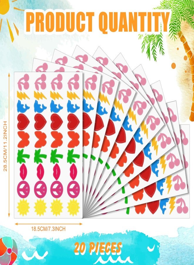 Spakon 720 Pieces Tanning Sunbathing Stickers Perforated Body Self Adhesive Heart Butterfly Lips Tanning Bed Stickers for Face and Beach Accessories 9 Style(Multicolor,Heart) - Image 3
