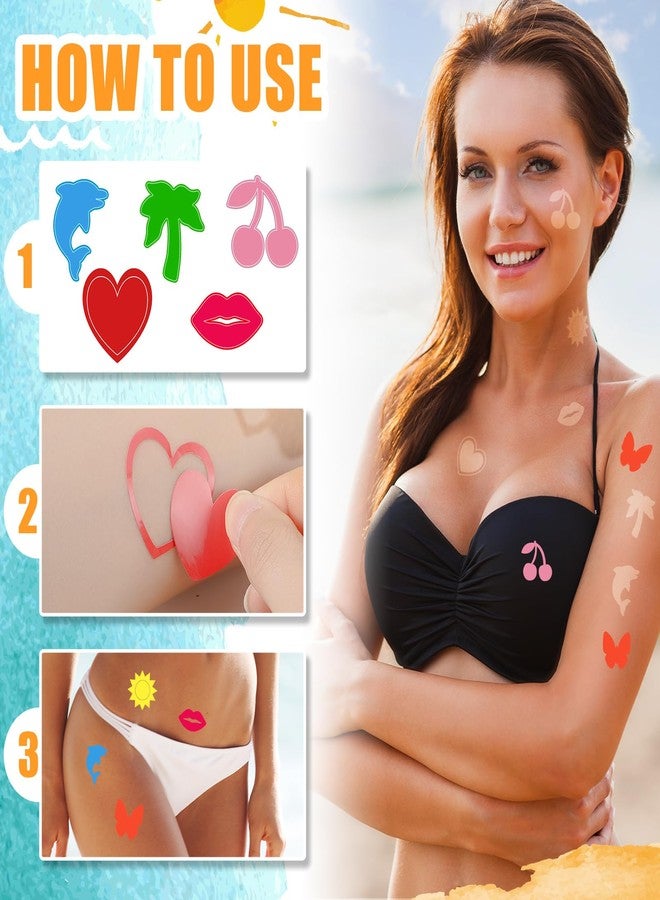 Spakon 720 Pieces Tanning Sunbathing Stickers Perforated Body Self Adhesive Heart Butterfly Lips Tanning Bed Stickers for Face and Beach Accessories 9 Style(Multicolor,Heart) - Image 4