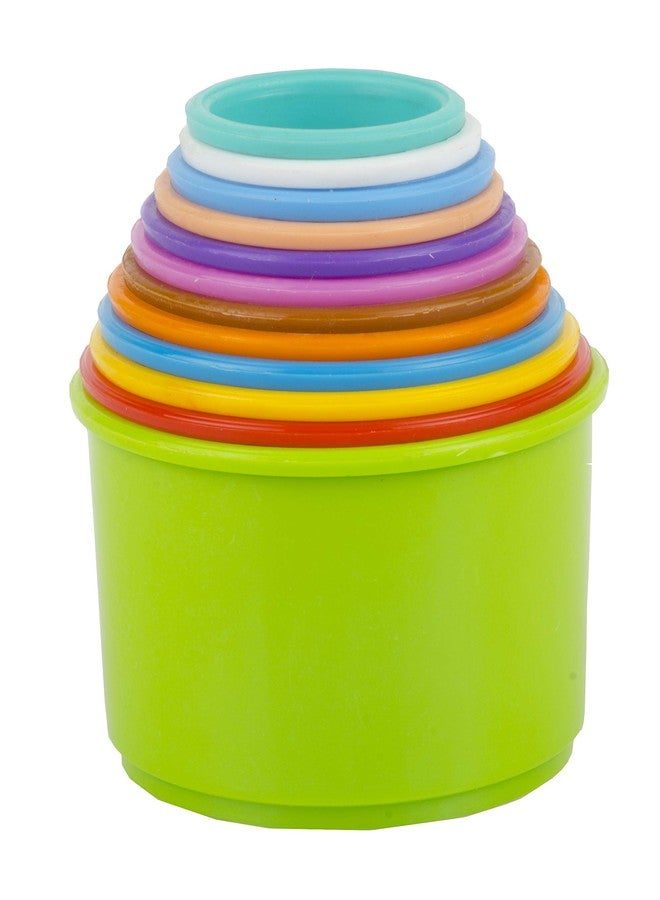 TOY FUN Plastic Build Up Beakers Stacking and Nesting Toy for Kids, Multicolour - 12 Pieces - Image 1