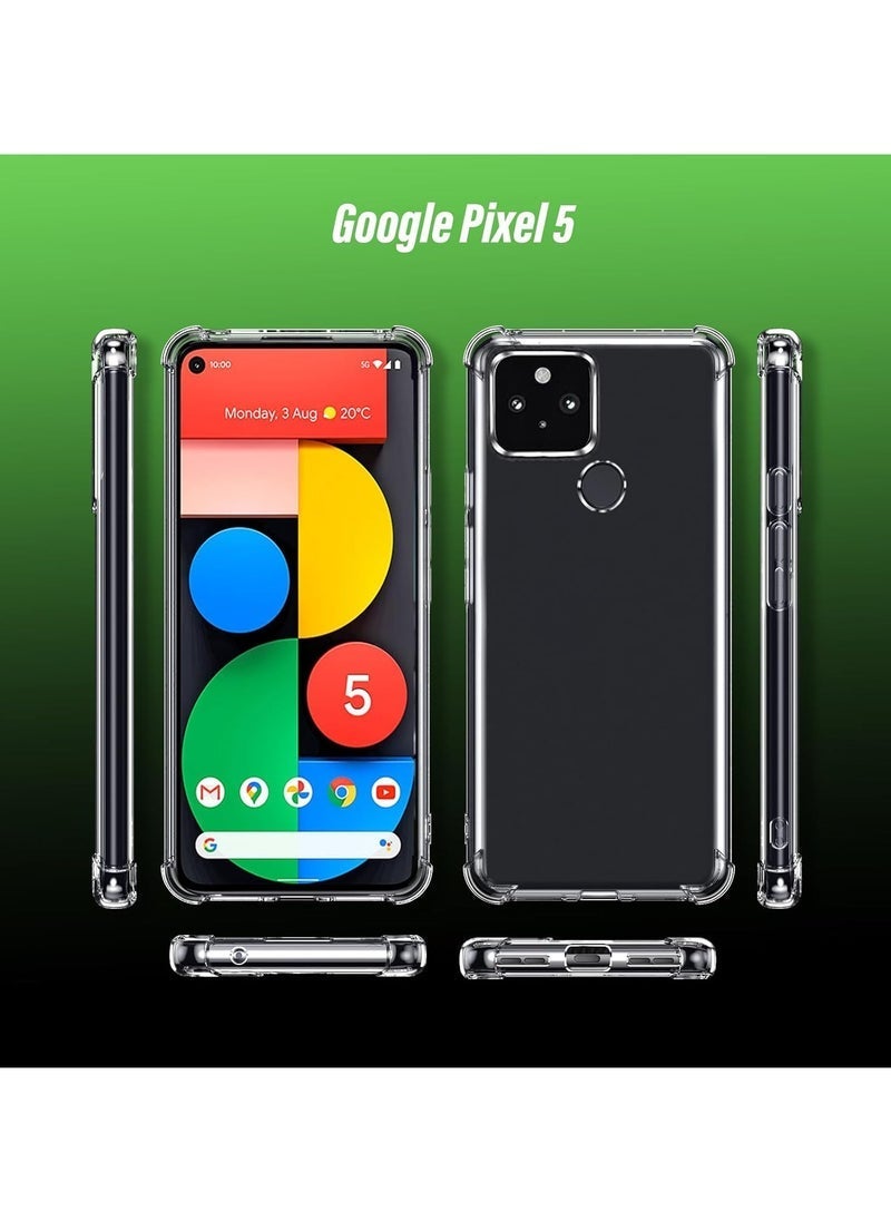 TIGER Case for Google Pixel 5 Phone case, with 1 Piece Screen Protector, TPU Bumper Shockproof Silicone Fullbody Protective Case Cover for Google Pixel 5, Transparent - Image 3
