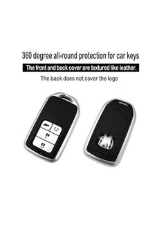OUYoo OUYoo For Honda Key fob Cover,case Texture,with Keychain,Soft TPU Key Shell/Skin,4-Buttons fit Accord Civic CRV Pilot Odyssey Passport Remote Key Vehicle Accessories,Silver.  - Image 5