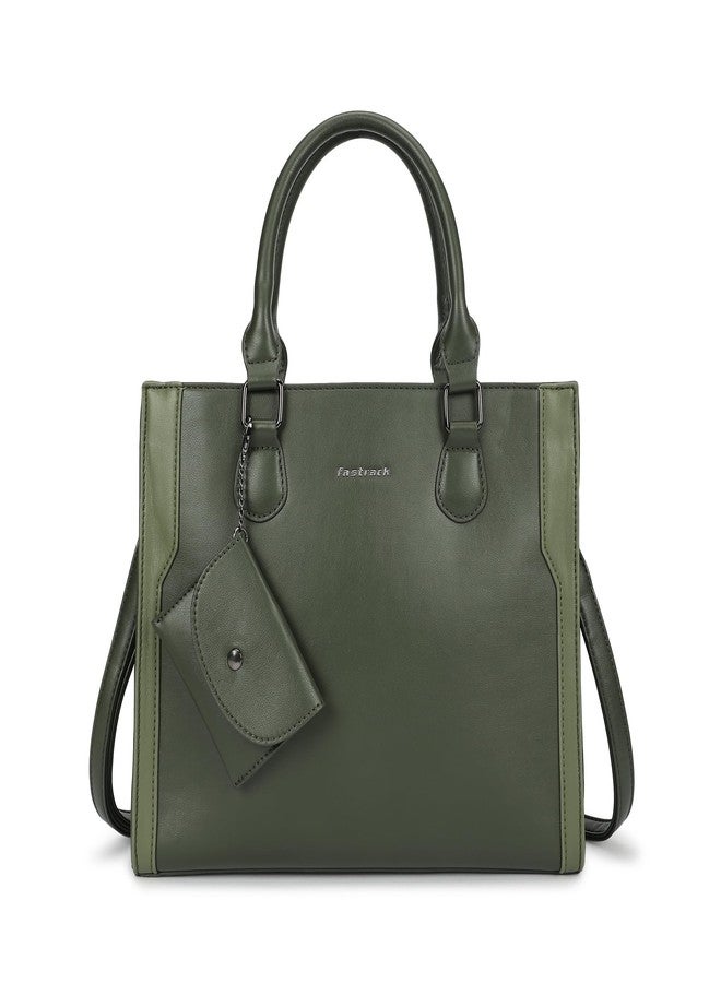 Fastrack Sage Edge Satchel | Faux-Leather Women's Handbag | Dual Carry with Detachable Strap | Structured Tote with Envelope Charm - Image 1