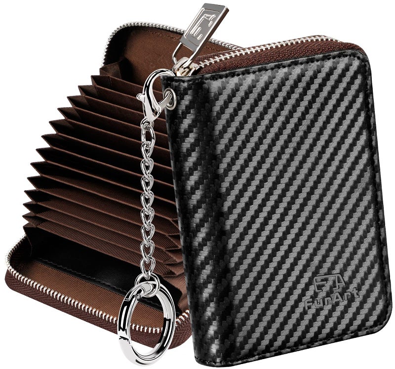 FurArt Zipper Wallet Women, RFID Blocking Credit Card Wallet, Business Card Holder, Compact Size KeyChain Wallet - Image 1
