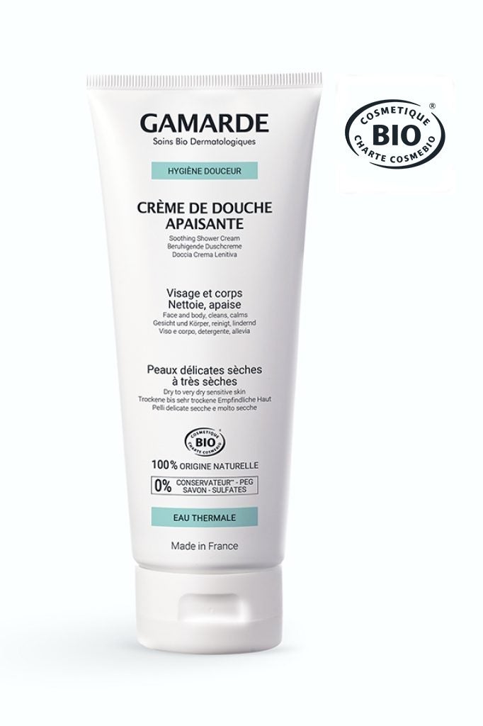 Soothing Shower Cream 200ml – Certified Organic Body Cleanser & Nourishing Cream for Delicate & All Skin Types – 72% Nourishing Cream with Aloe Vera to Cleanse, Soothe & Hydrate Dry Skin – Vegan