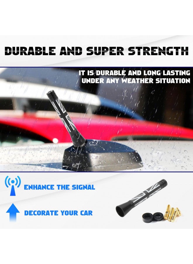 x xotic tech Xotic Tech Car Short Antenna Union Jack Flag Theme Compatible with Mini Cooper All Models 3"(Black/Grey) - Image 2