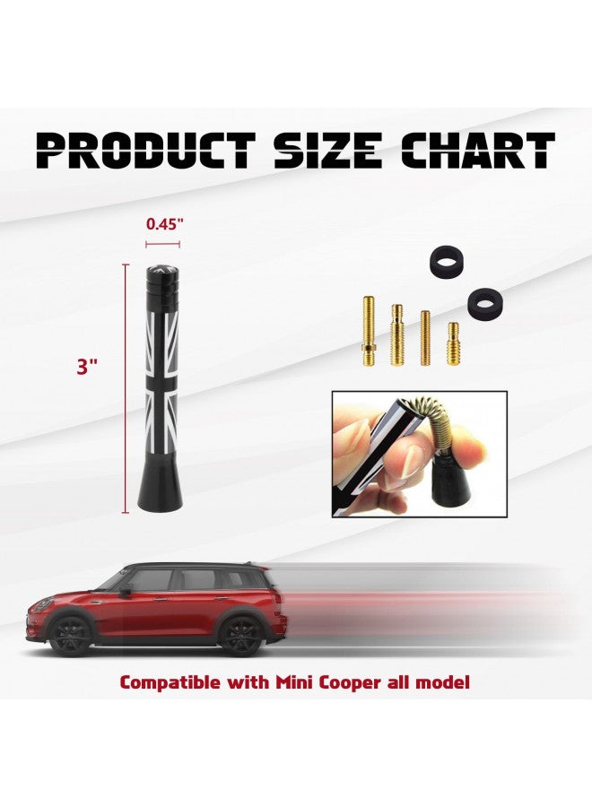 x xotic tech Xotic Tech Car Short Antenna Union Jack Flag Theme Compatible with Mini Cooper All Models 3"(Black/Grey) - Image 3