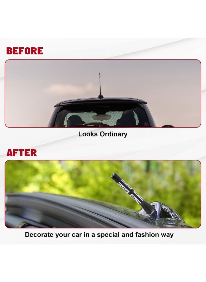 x xotic tech Xotic Tech Car Short Antenna Union Jack Flag Theme Compatible with Mini Cooper All Models 3"(Black/Grey) - Image 4