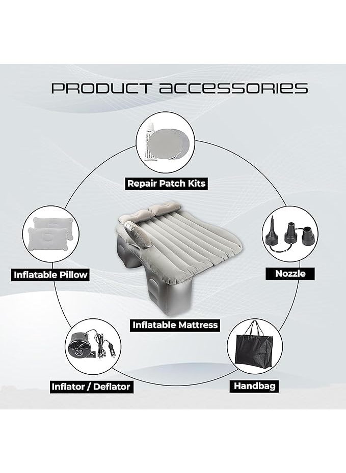 SHOPCOMFORT Car Inflatable Bed with Pump 2 Air PillowQuick Inflatable Back Seat BedCar Inflatable MattressCar Bed MattressCar Bed for KidsTravelTripCampingPicnicPool BeachUniversal Fit Multicolour  - Image 3
