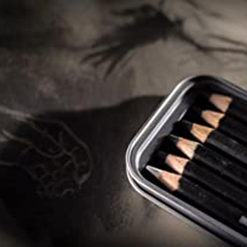 Derwent Charcoal Pencils Tin with Sharpener (Set of 6) - Image 5