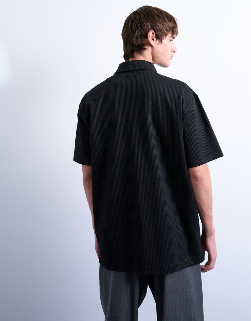 TOPMAN Oversized Seersucker Zip Shirt - Image 2