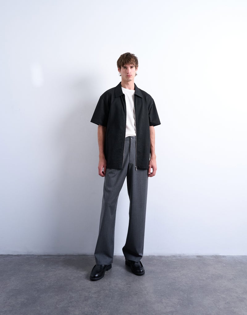 TOPMAN Oversized Seersucker Zip Shirt - Image 5