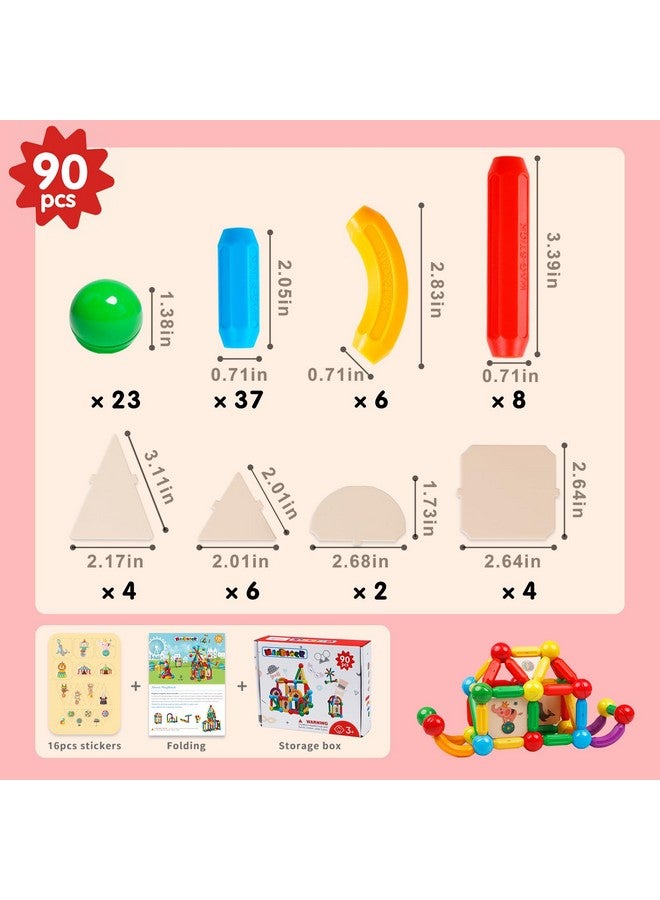 Magblock 90Pcs Magnetic Building Sticks Blocks Toys Gift For Boys And Girls, Magnet Sticks Balls And Rods Building Toy Sets, Sensory Montessori Toys For Preschool Toddlers Kids - Image 5