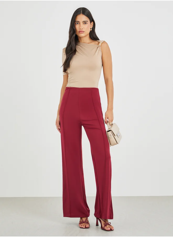 ستايلي Styli Solid One Sleeve Ruched Detail Top