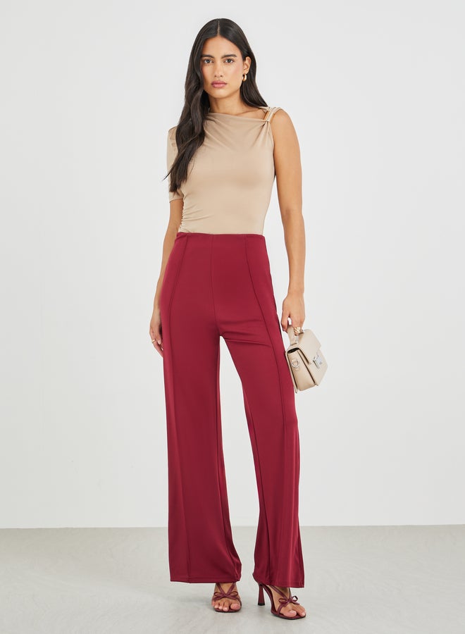 Styli Solid One Sleeve Ruched Detail Top - Image 2