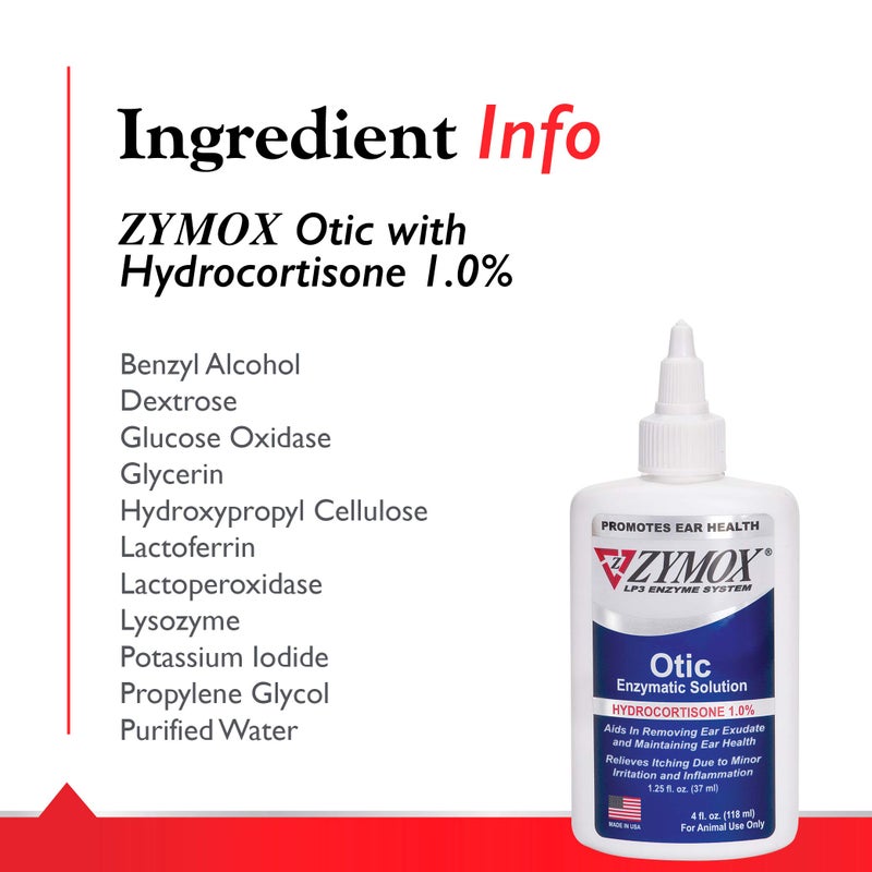 Zymox Otic Enzymatic Solution for Dogs and Cats to Soothe Ear Infections with 1% Hydrocortisone for Itch Relief, 4oz - Image 4